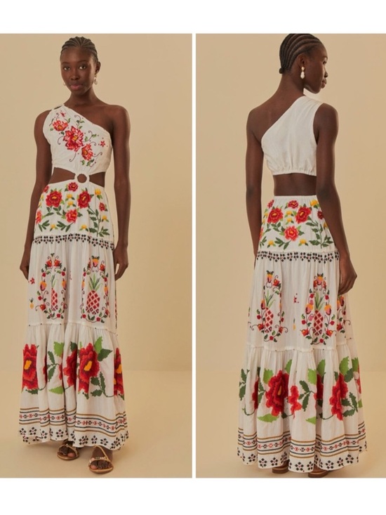 FARM Rio Dresses & Skirts - Farm Rio Embroidered Carmina Floral Maxi Dress Size S Small NWT